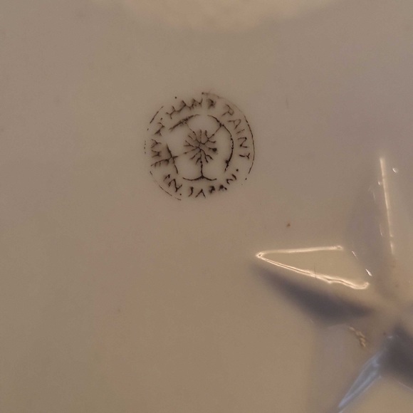 Hand Painted Blue and Gold Lusterware Geese Bowl 30s Raised Star Shape - Picture 9 of 16